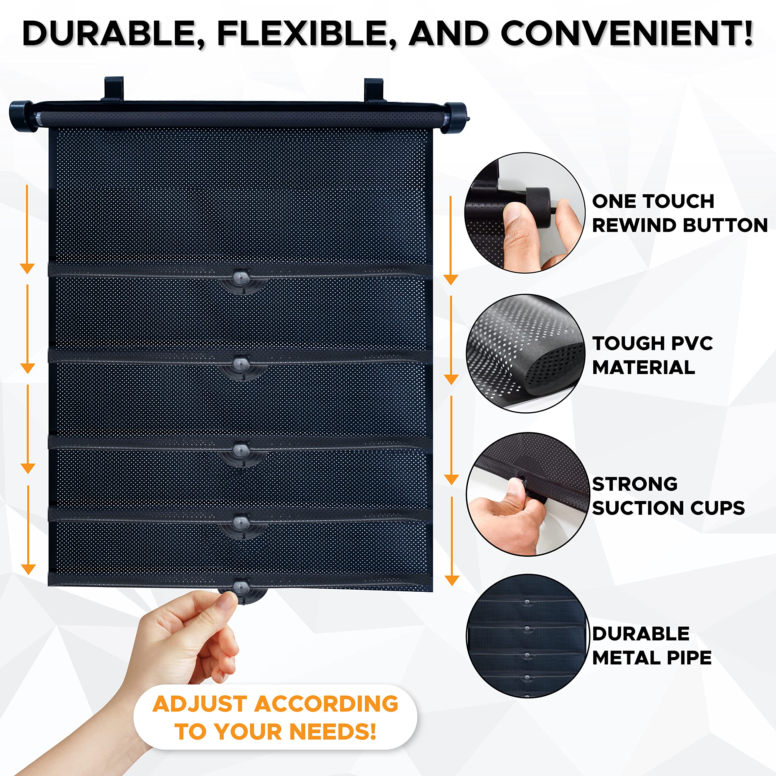Car Side Window Sun Shade – Retractable Roller Sunshade for Cars and SUVs