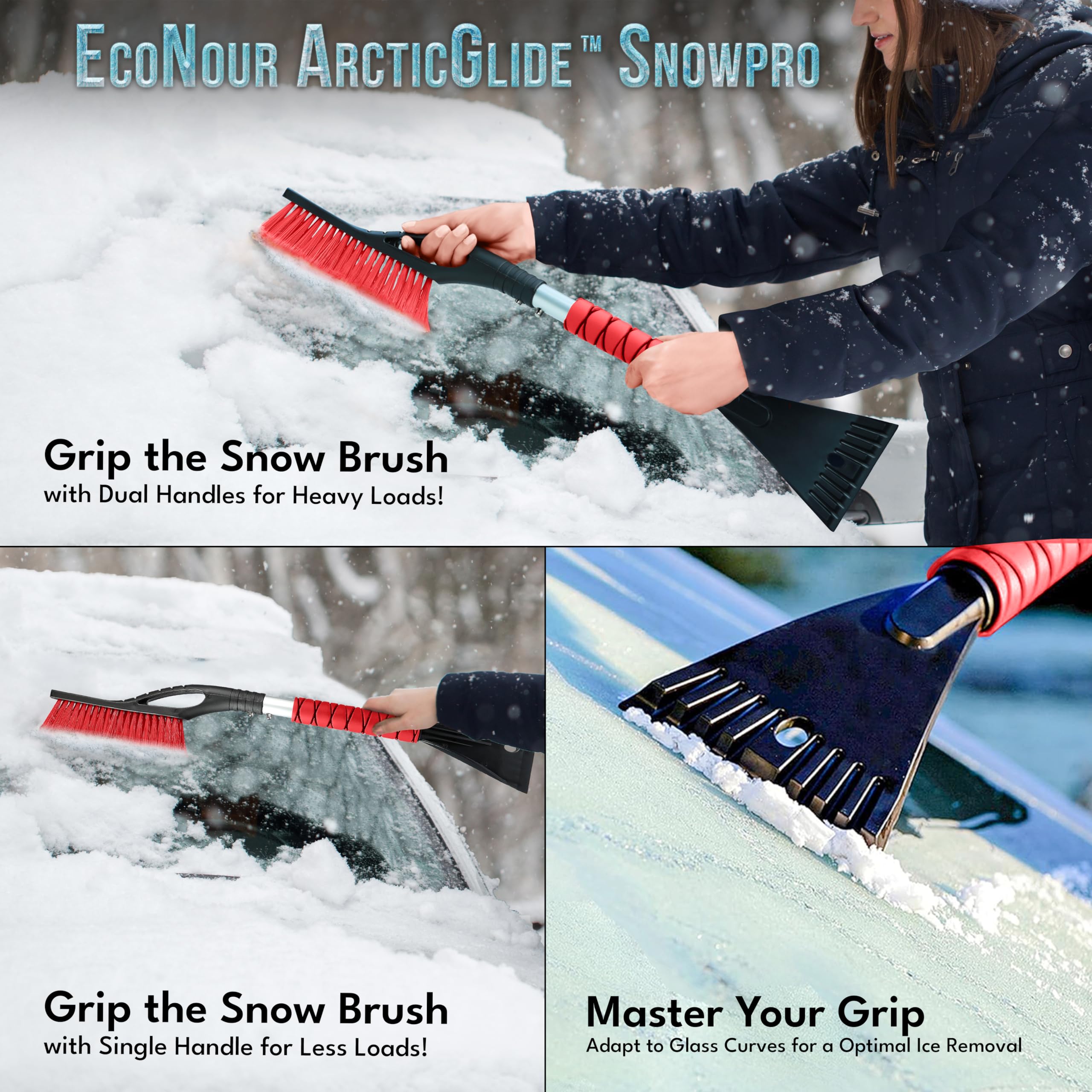 27 inch car snow brush and ice scraper EcoNour aluminum handle