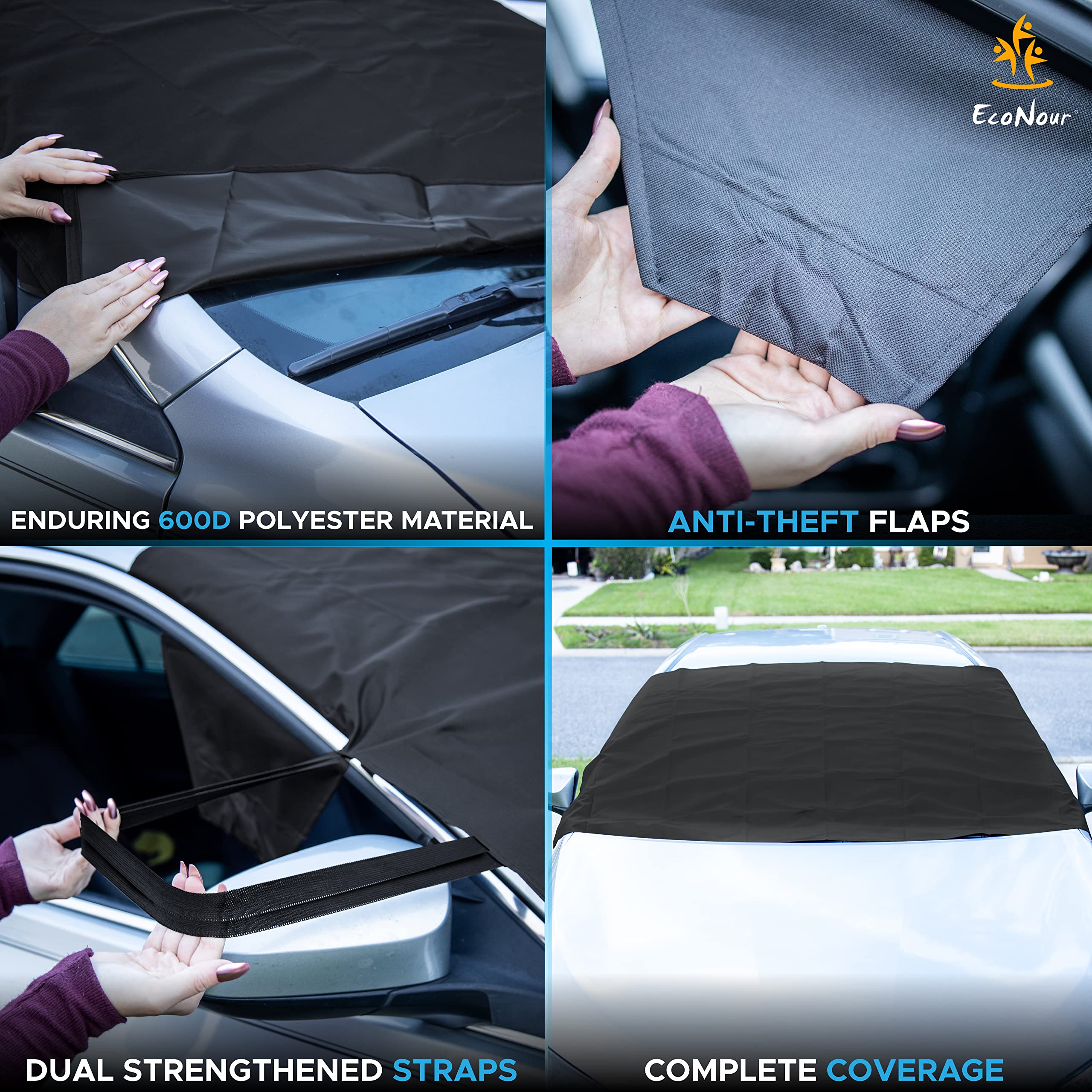 Waterproof Windshield Cover for Ice and Snow Medium (69"x42") prevents windshield frost.