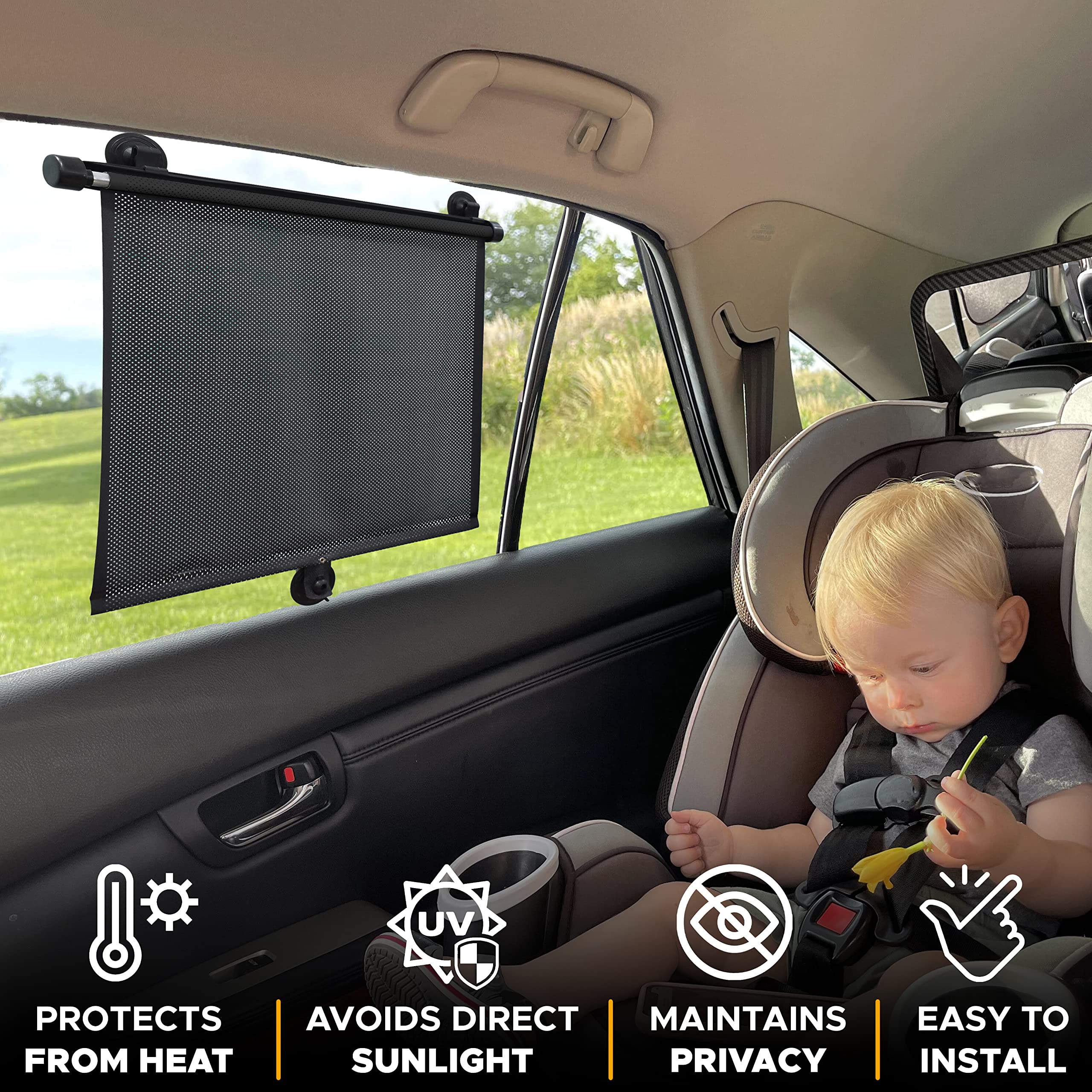 Car Side Window Sun Shade – Protects Kids from UV Rays & Sun Glare, 15"x17"