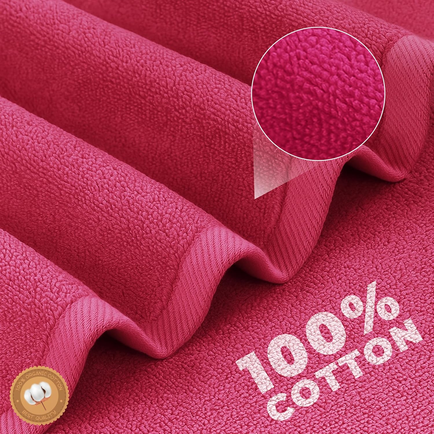 EcoNour Luxury 6-Piece Pink Turkish Cotton Bath Towel Set – 550 GSM, 100% Cotton, Ultra Soft & Highly Absorbent