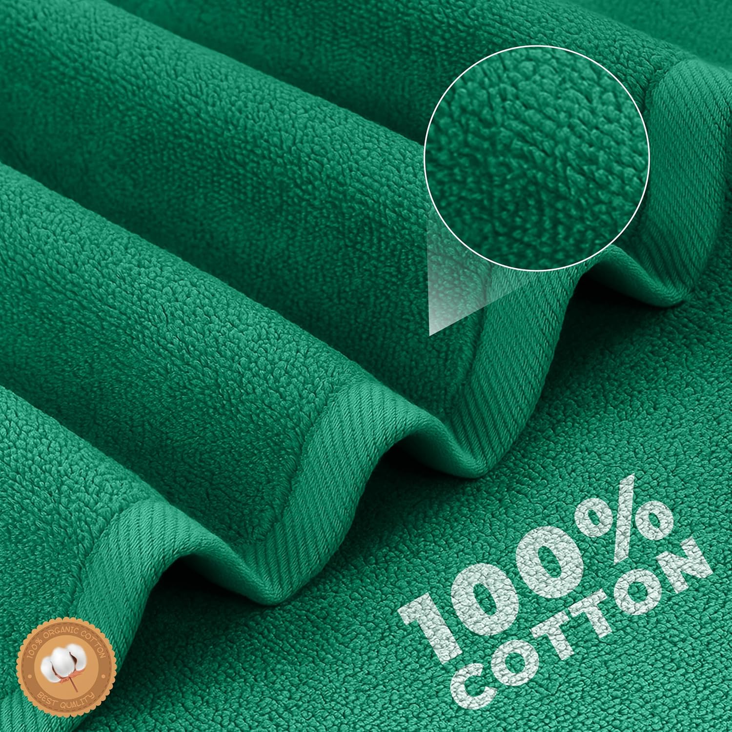 EcoNour Luxury 6-Piece Green Turkish Cotton Bath Towel Set – 550 GSM, 100% Cotton, Ultra Soft & Highly Absorbent