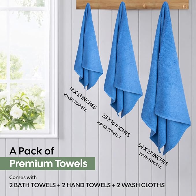 EcoNour Luxury 6-Piece Navy Blue Turkish Cotton Towel Set – 550 GSM, Ultra Soft & Absorbent