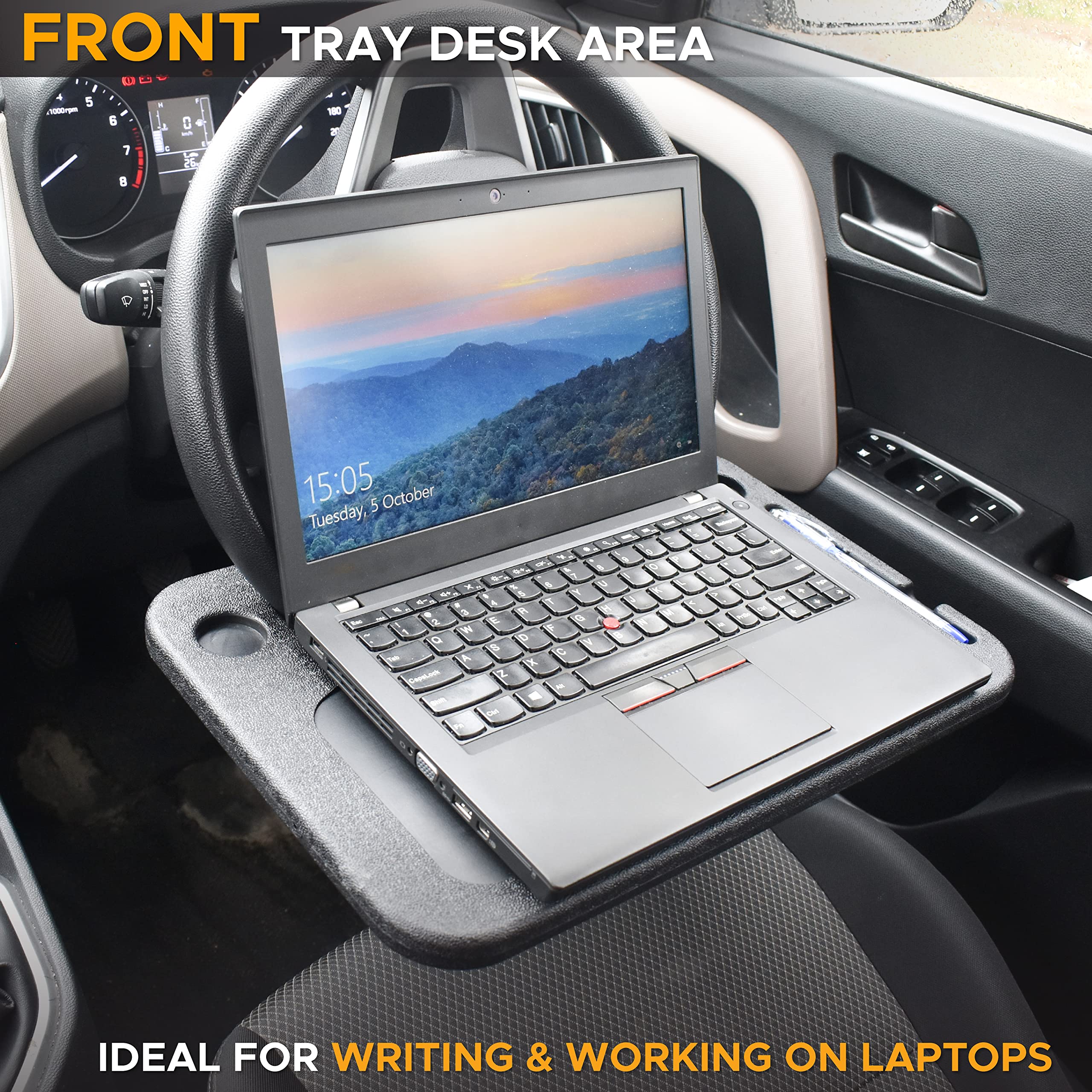 2 in 1 Car Steering Wheel Desk EcoNour with Pen & Drink Holder