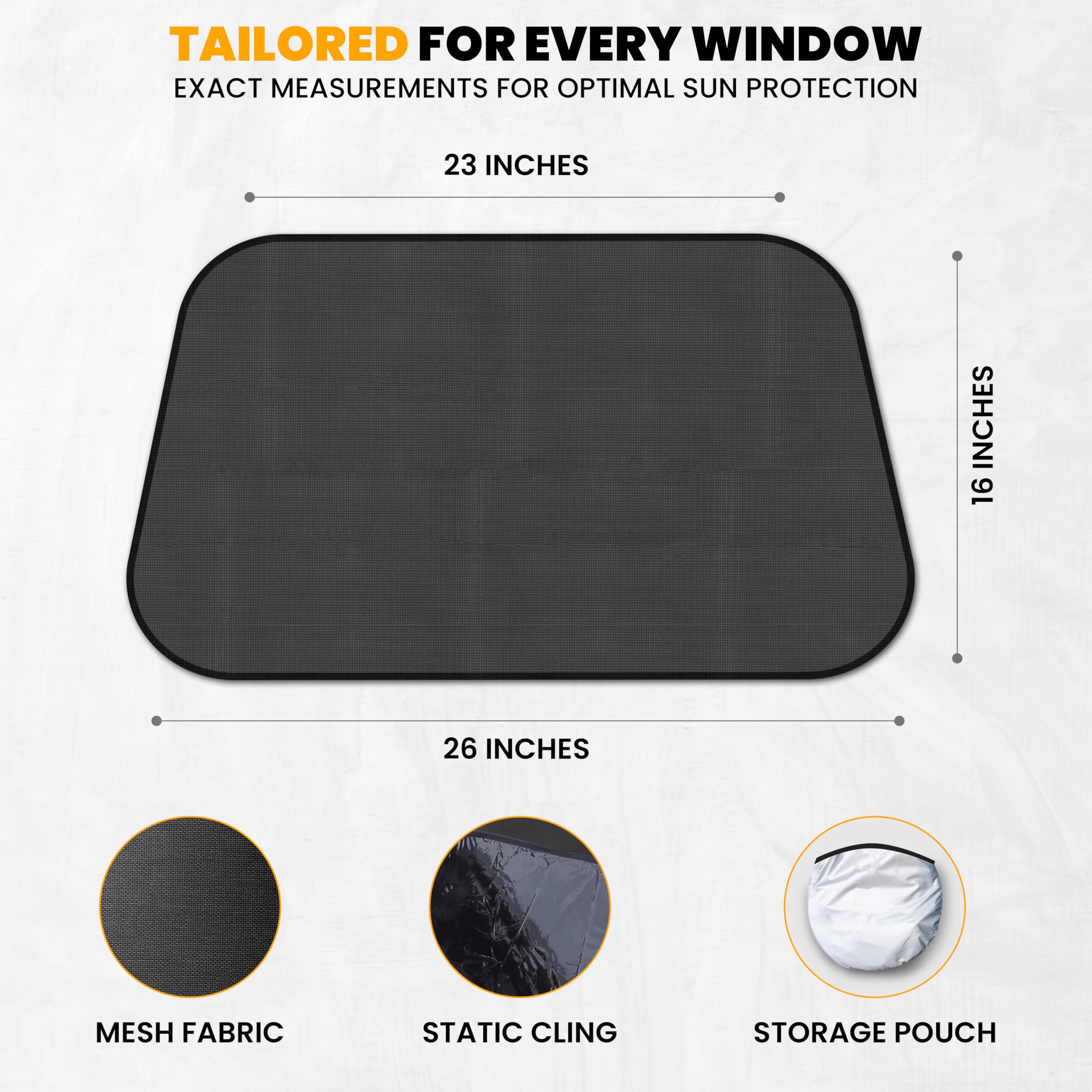 Car Side Window Shades for Baby | EcoNour 4 Pack X-Large UV Protection Side Window Sunshades