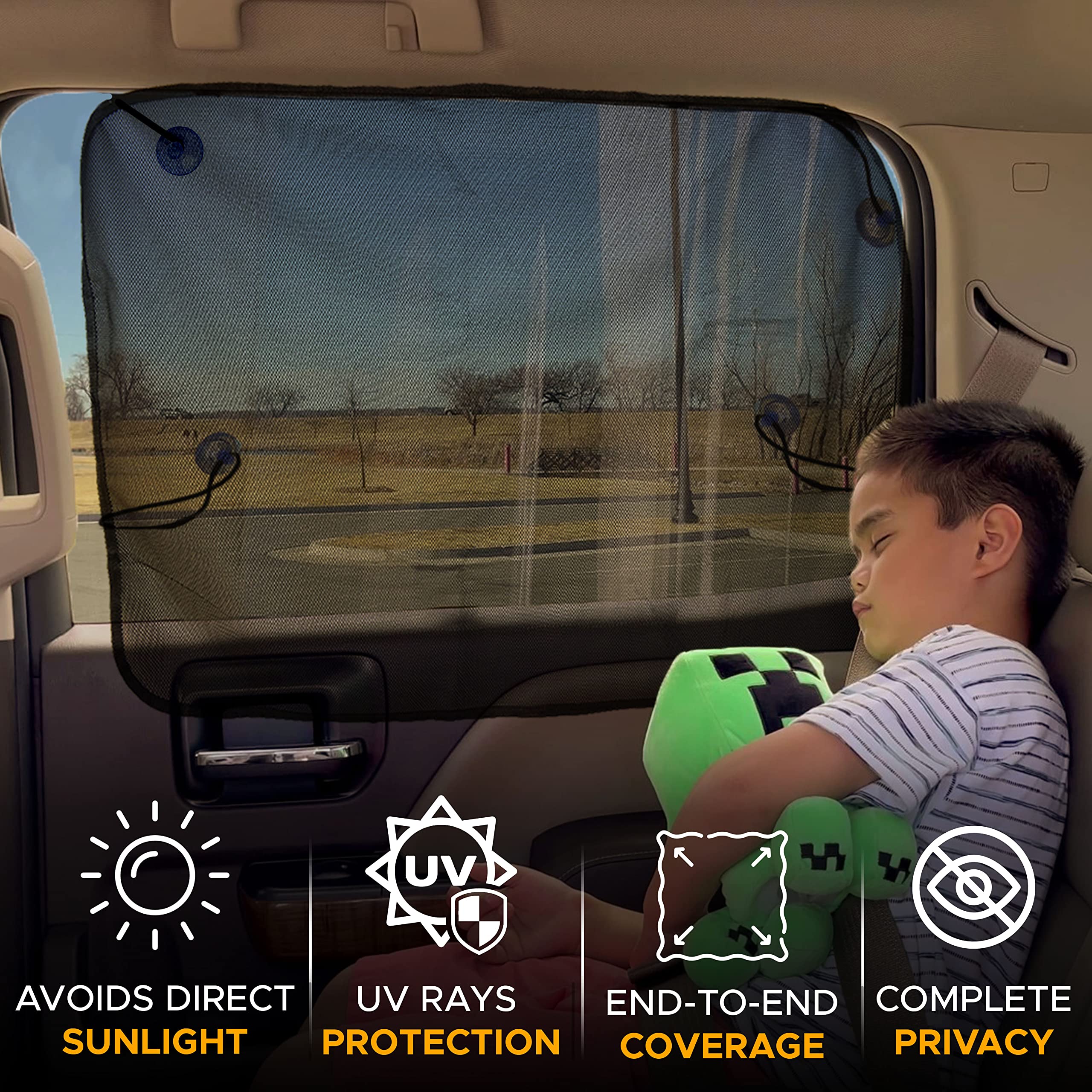 Magnetic Car Side Window Sun Shade blocks glare, heat, and harmful UV