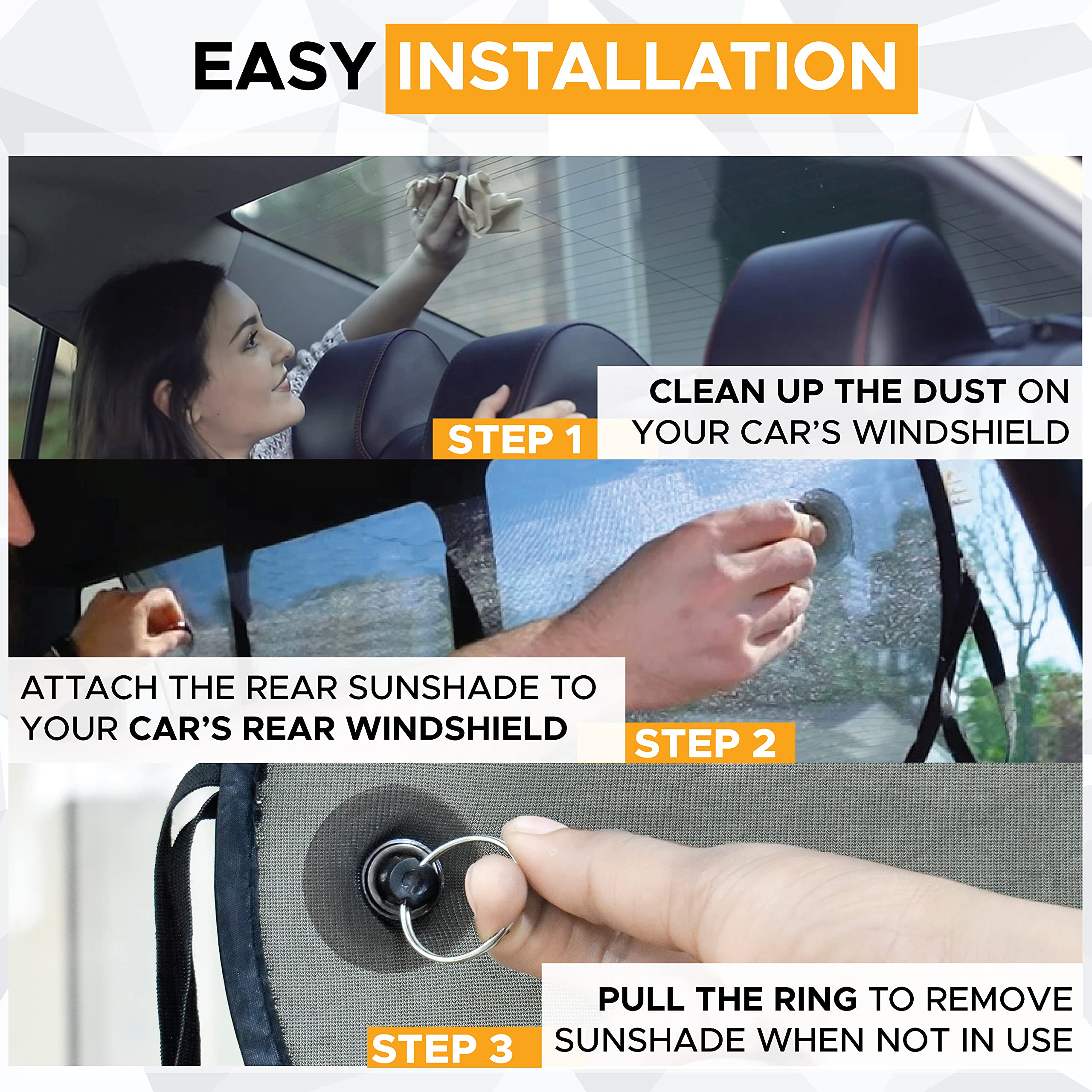 Car Rear Window Sun Shade protects passengers from sun