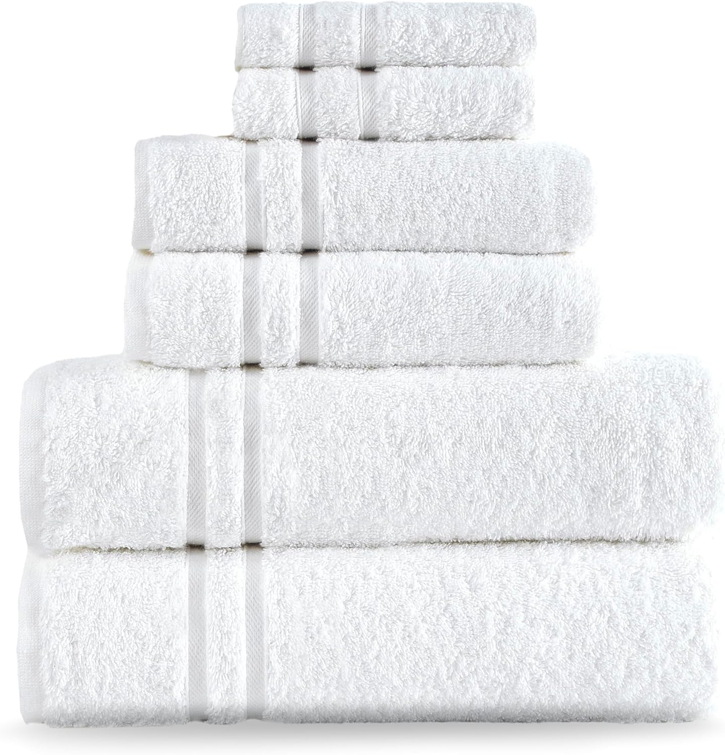 Turkish Cotton Towel Set 6-Piece Includes Bath Towels, Hand Towels & Washcloths
