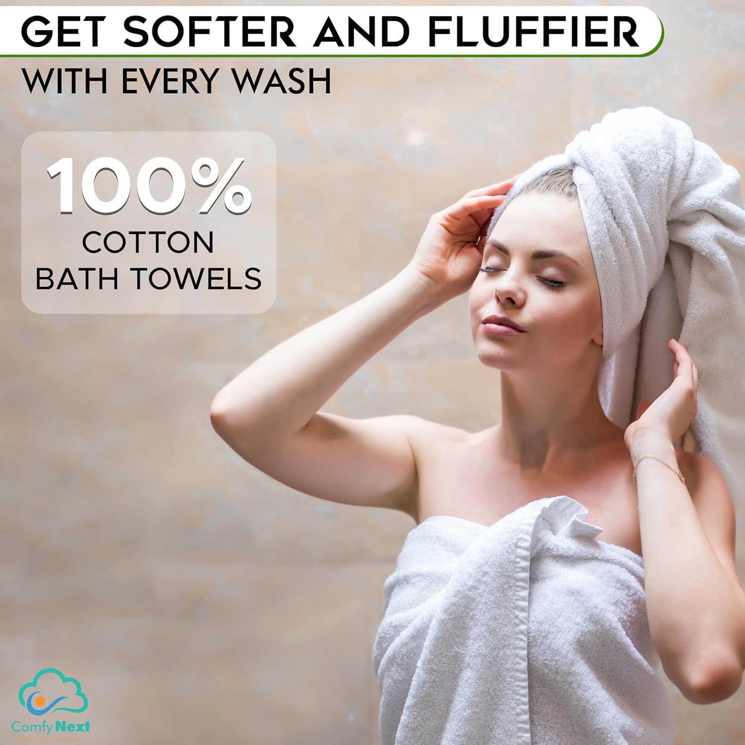 Turkish Cotton Towel Set Quick-Dry 6-Piece Set for Everyday Use