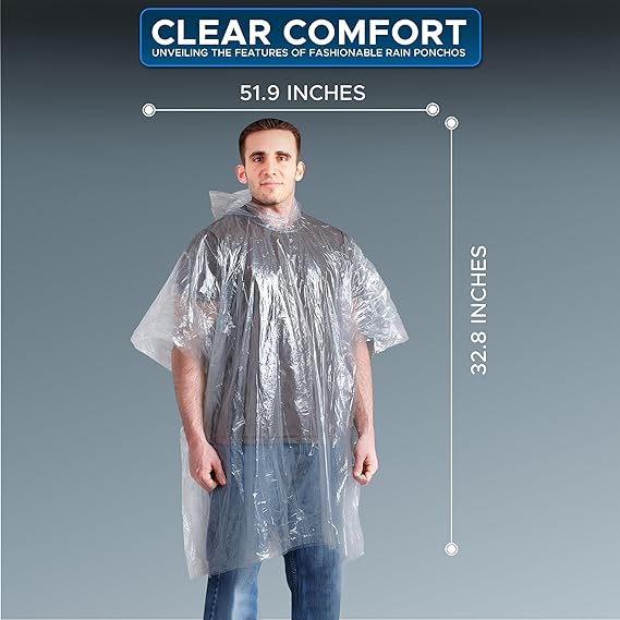 Pack of 5 Rain Poncho for Adults for travel, hiking, and events