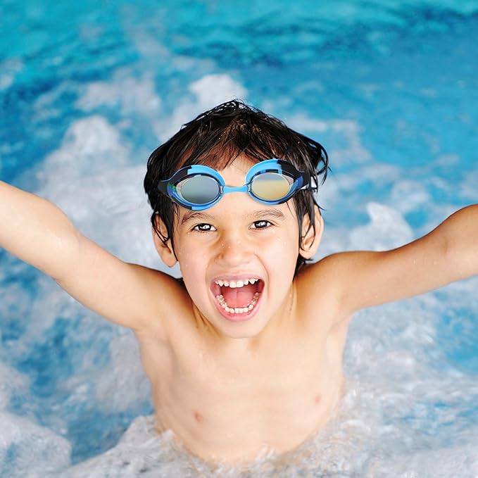 Kids Swim Goggles for boys and girls with secure adjustable straps