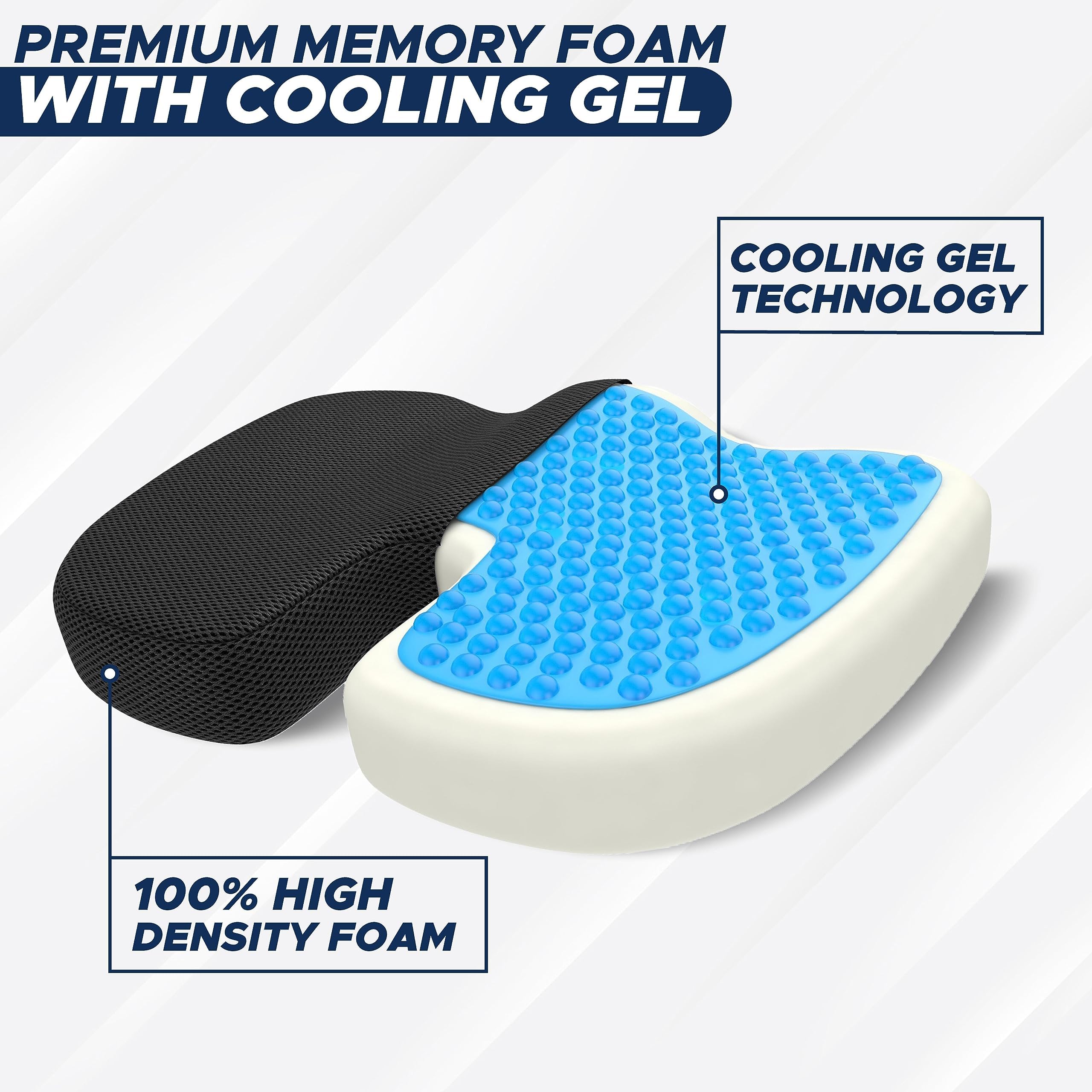 Coccyx Cushion Memory Foam Seat Pack | EcoNour Ergonomic Office Chair Cushion Set