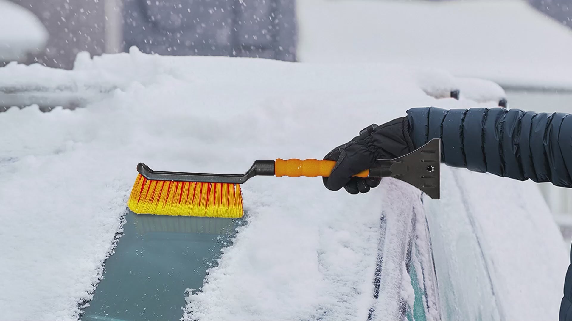 17 inch snow brush and ice scraper for car windshield heavy duty automotive snow brush with ergonomic foam grip durable ice remover tool winter car accessories for effortless snow removal from cars SUVs and trucks