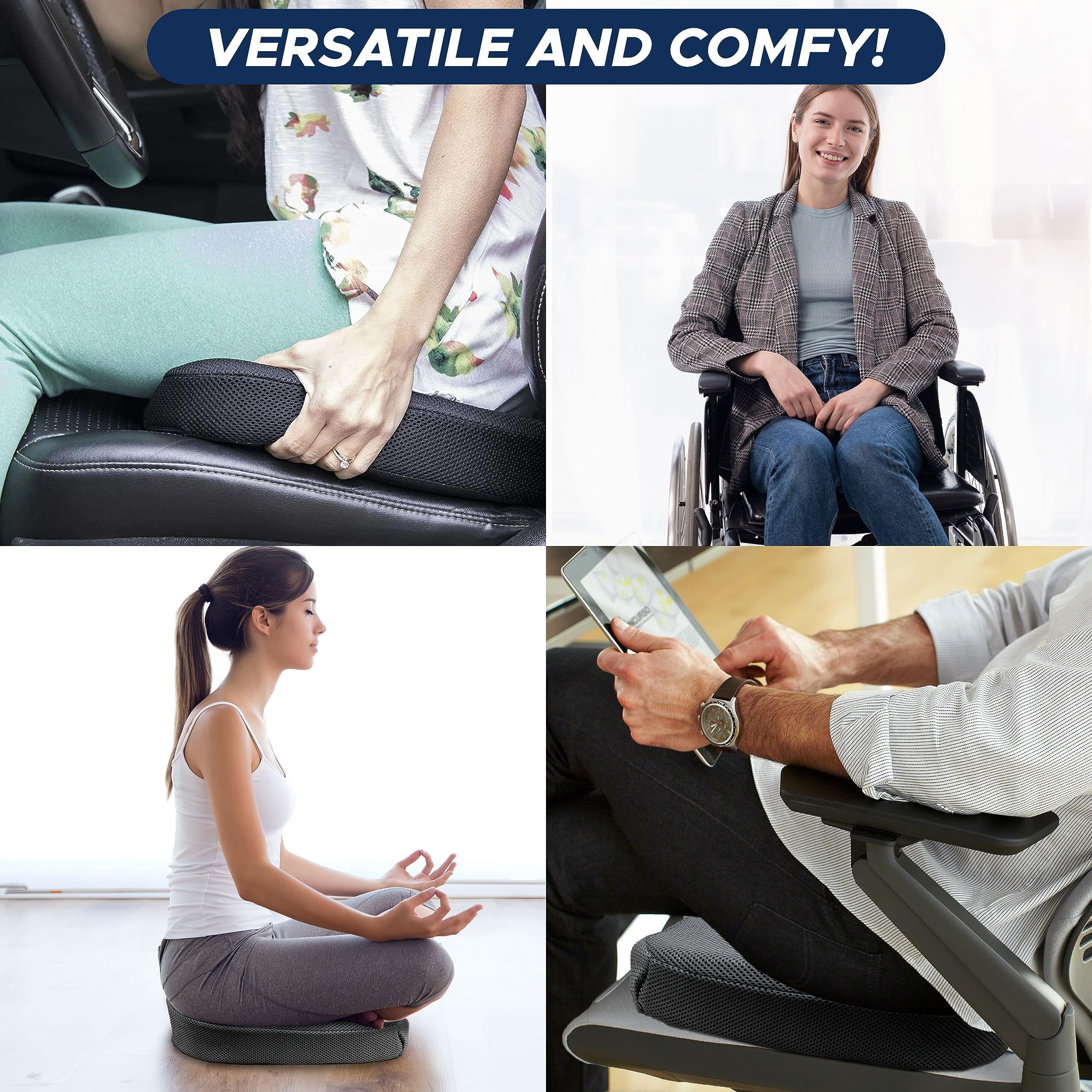 Coccyx Cushion Orthopedic Seat Pad | EcoNour Ergonomic Gel Seat Cushion for Comfort